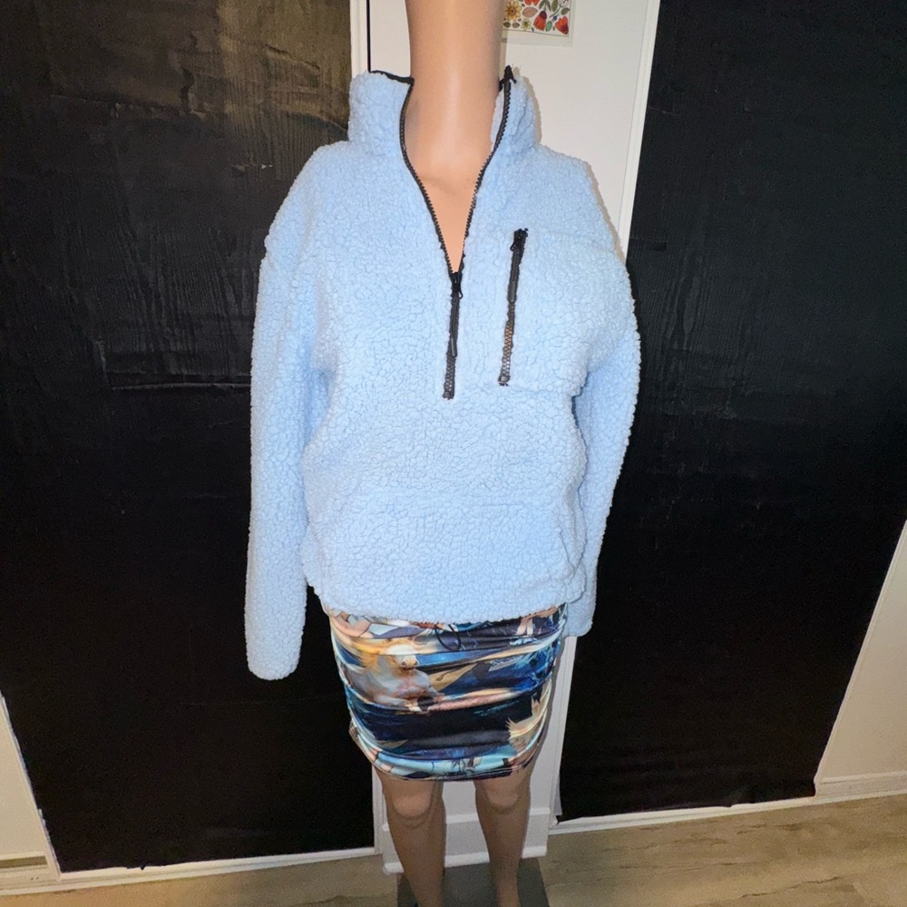 Time and Tru Light Blue Teddy Jacket